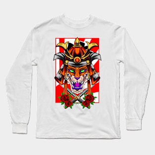 Samurai Fox | Orange Kabuto Long Sleeve T-Shirt